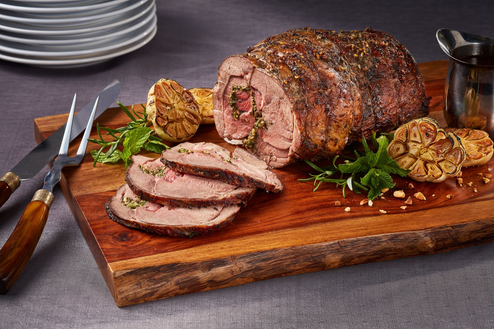 Herb-roasted Aussie Leg of Lamb with Hazelnut Demi-glace